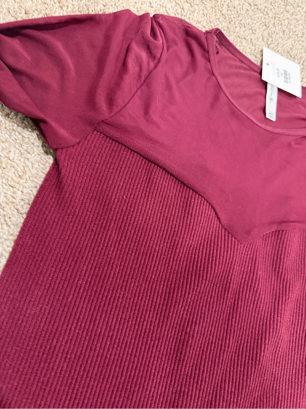 Long Sleeve Ribbed Panel Top - Picture 2 of 5